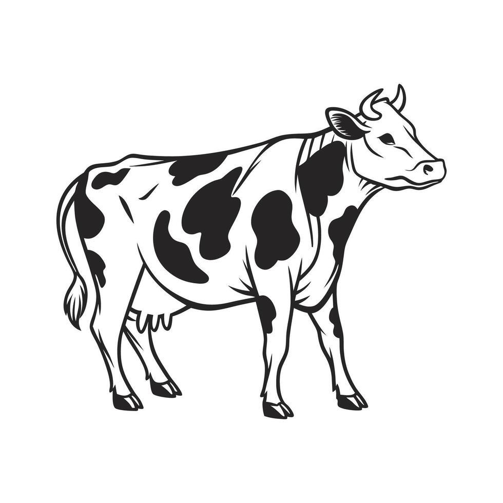 Charming Dairy Cow Bold Outline Design for Illustrations vector