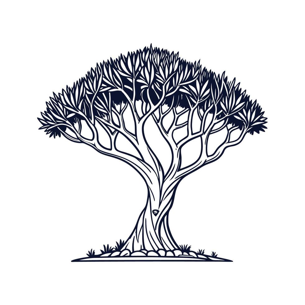 Dragon Tree Bold Outline for Unique Illustration vector