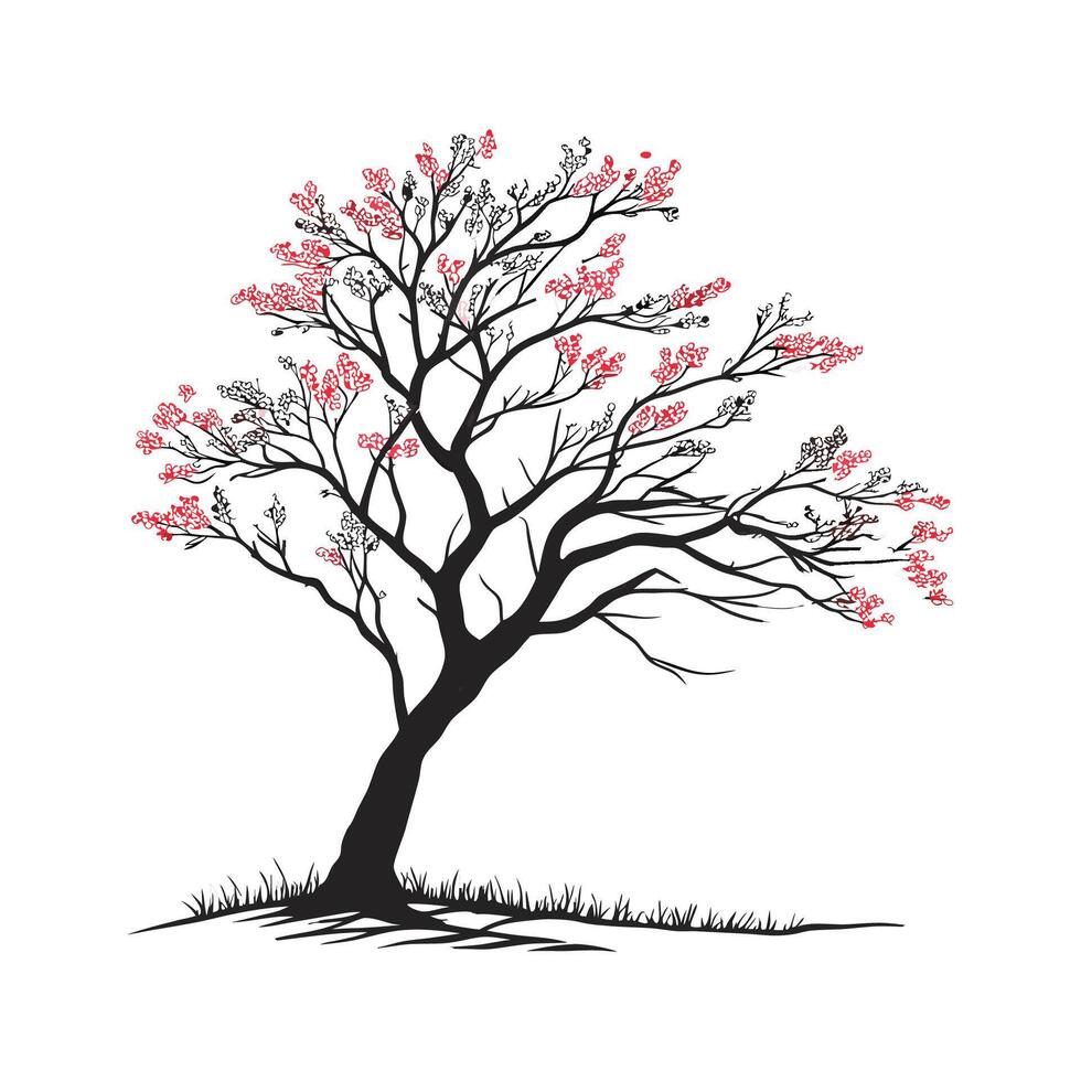 Eastern Redbud Tree Bold Outline for Creative Art vector