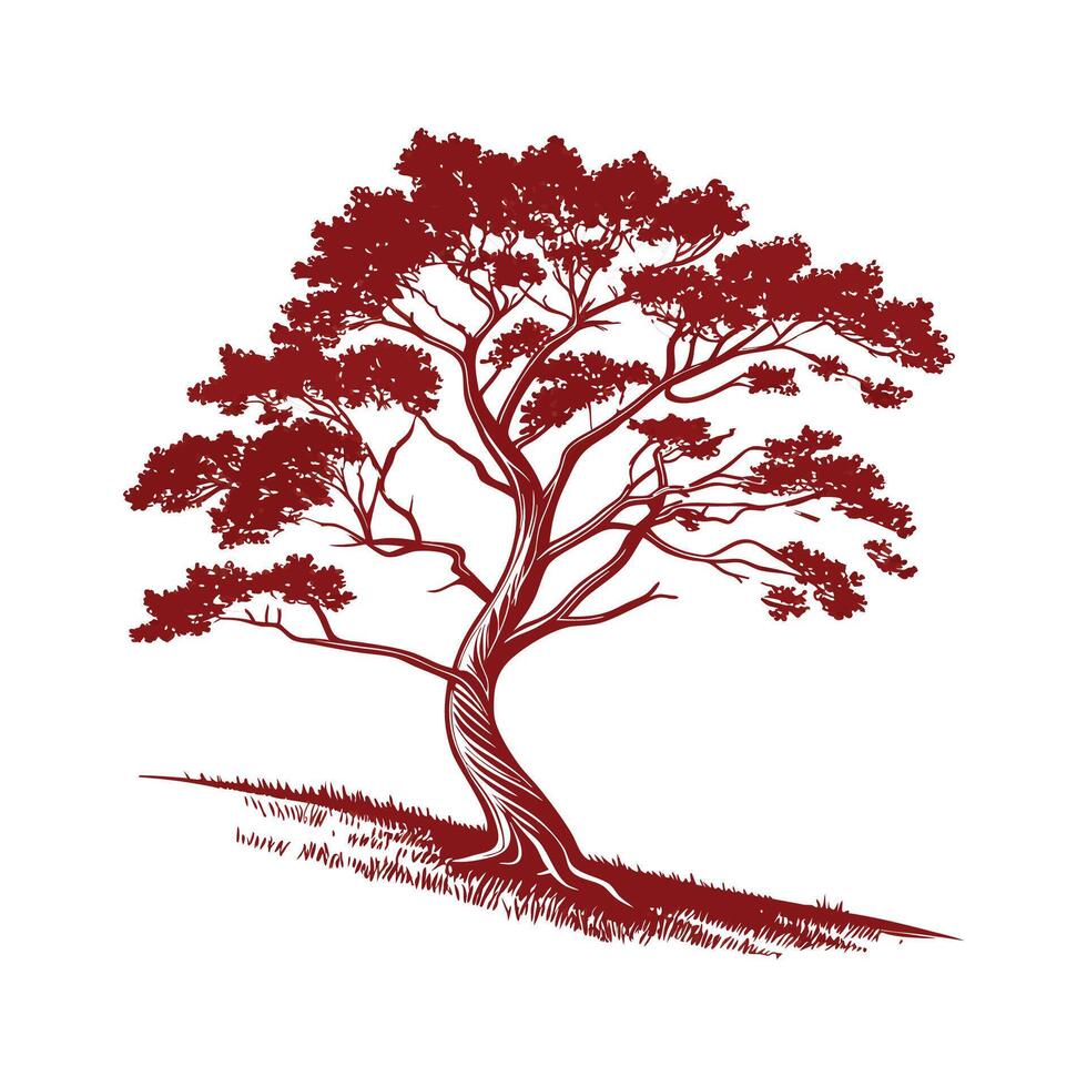 Charming Eastern Red Cedar Tree Bold Outline Art vector