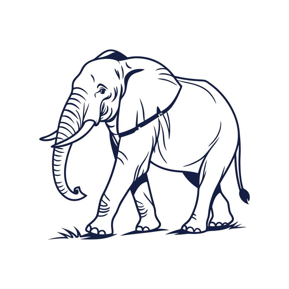 Elephant Walking Slowly Bold Outline for Art vector