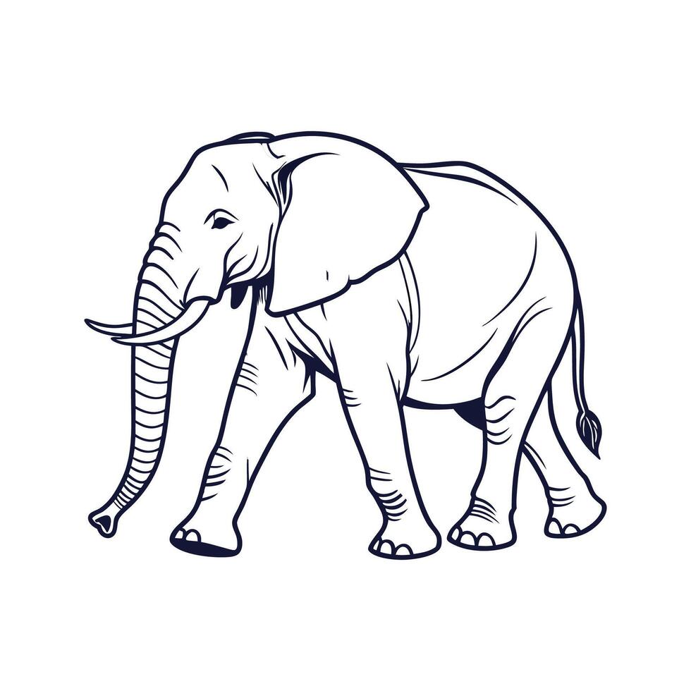 Charming Elephant Walking Slowly Outline for Design vector