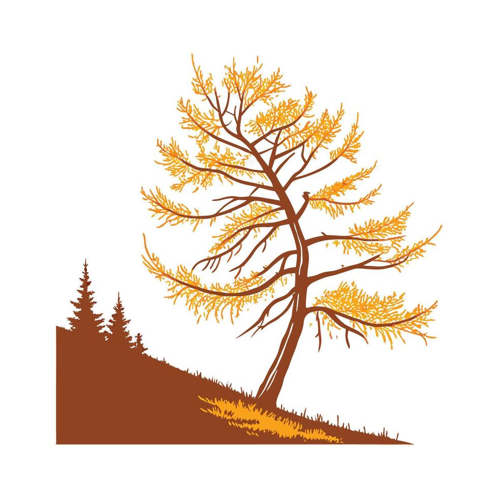 Stylish Golden Larch Tree Outline for Illustrative Use vector