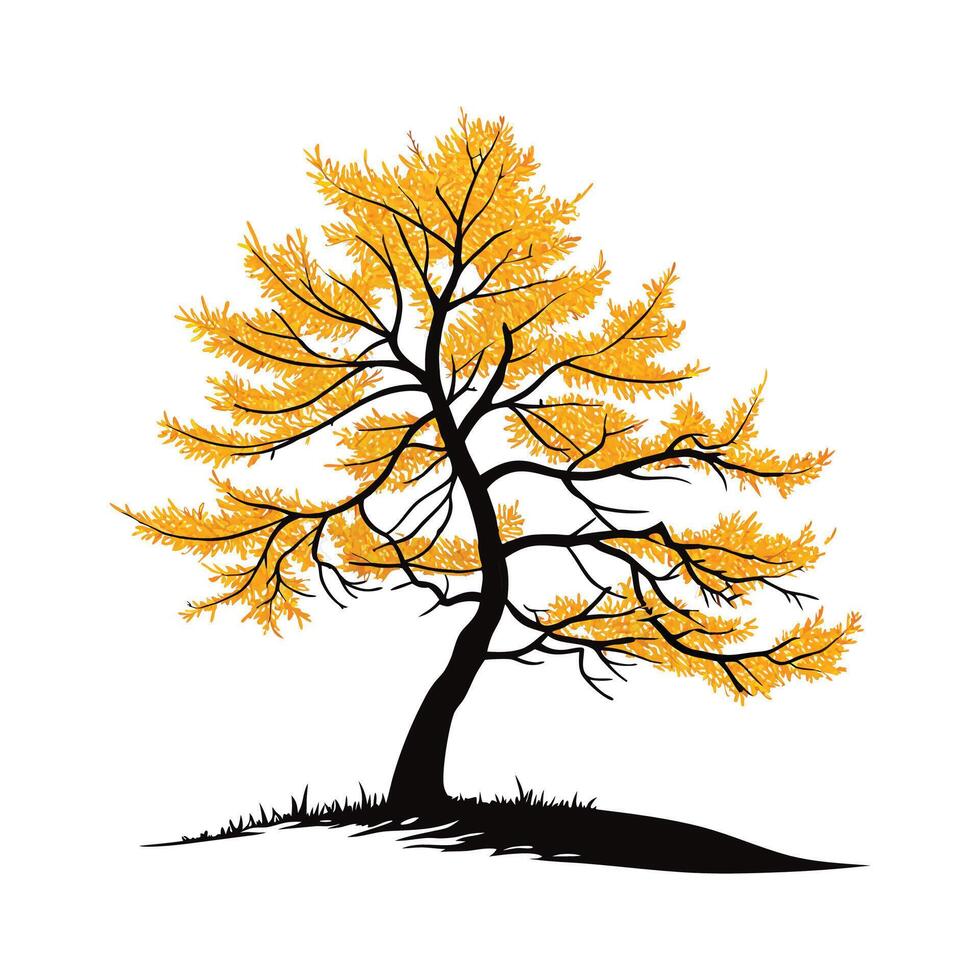 Charming Golden Larch Tree Bold Outline Art vector