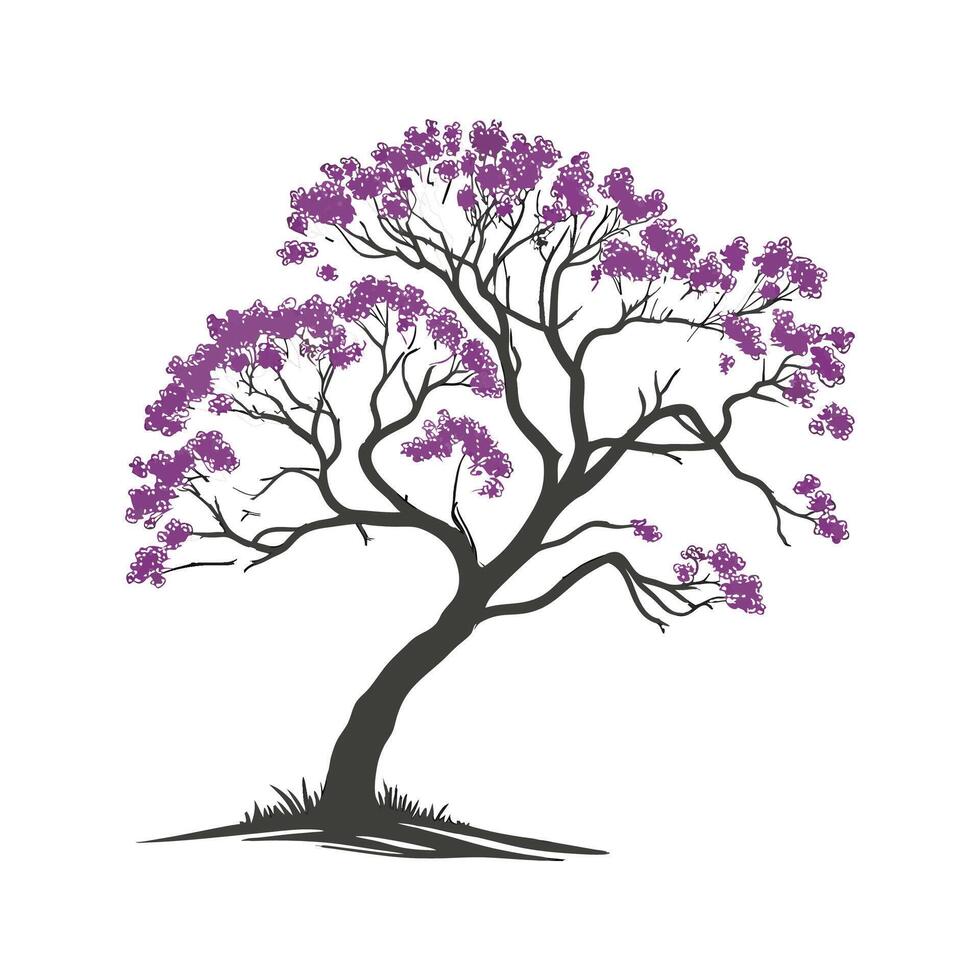 Charming Jacaranda Tree Bold Outline Art vector