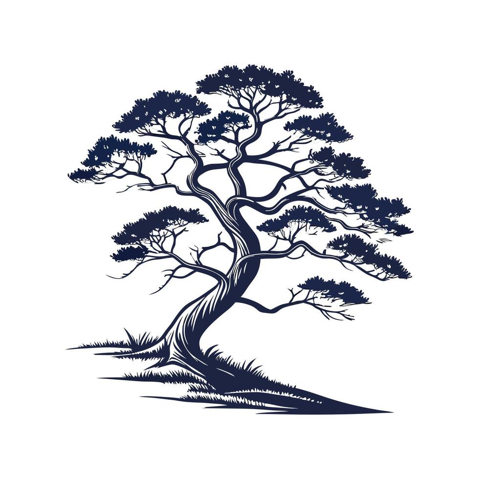 Stylish Japanese Cedar Tree Bold Outline Design vector