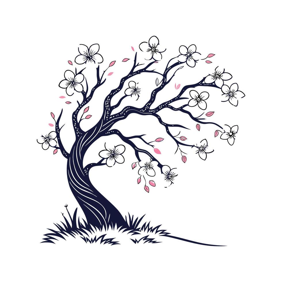 Charming Japanese Snowbell Tree Outline for Design vector