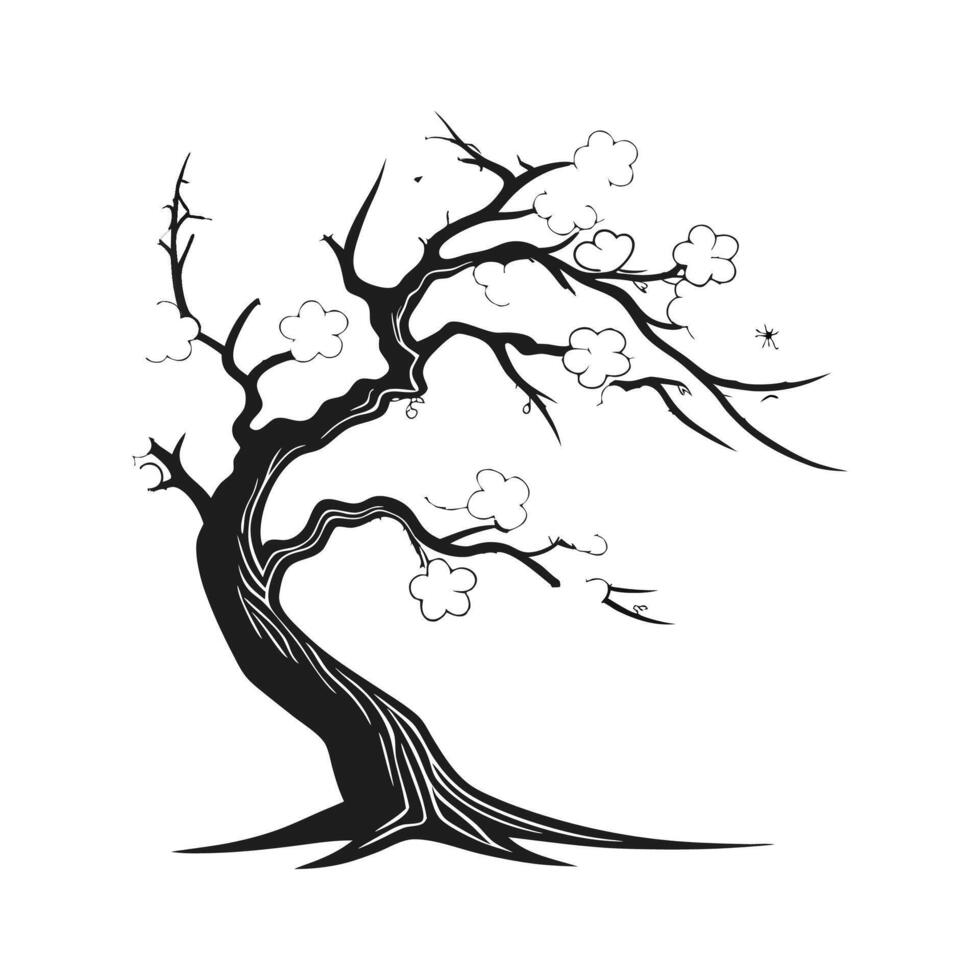 Stylish Japanese Snowbell Tree Bold Outline Design vector