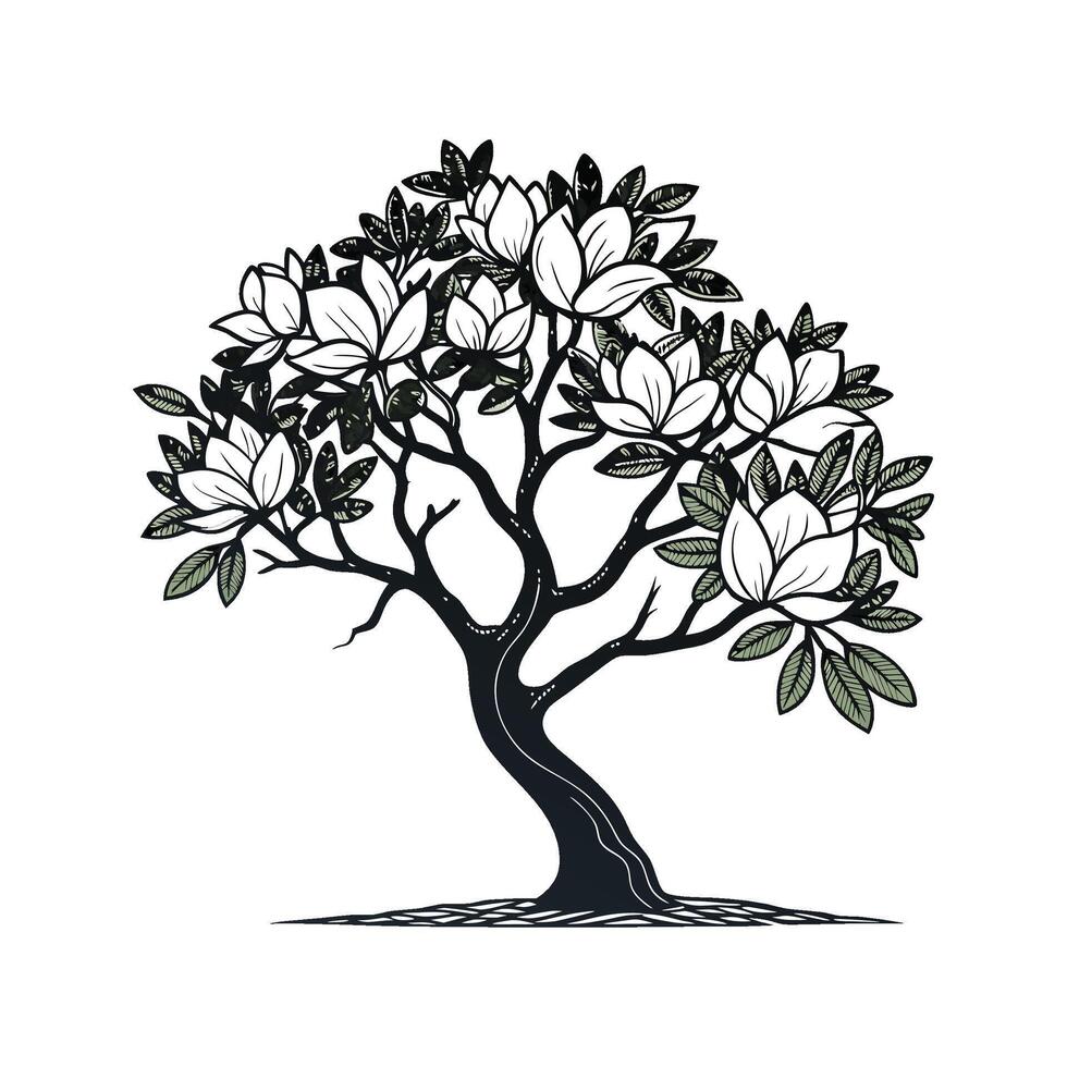 Magnolia Tree Bold Outline for Unique Art vector