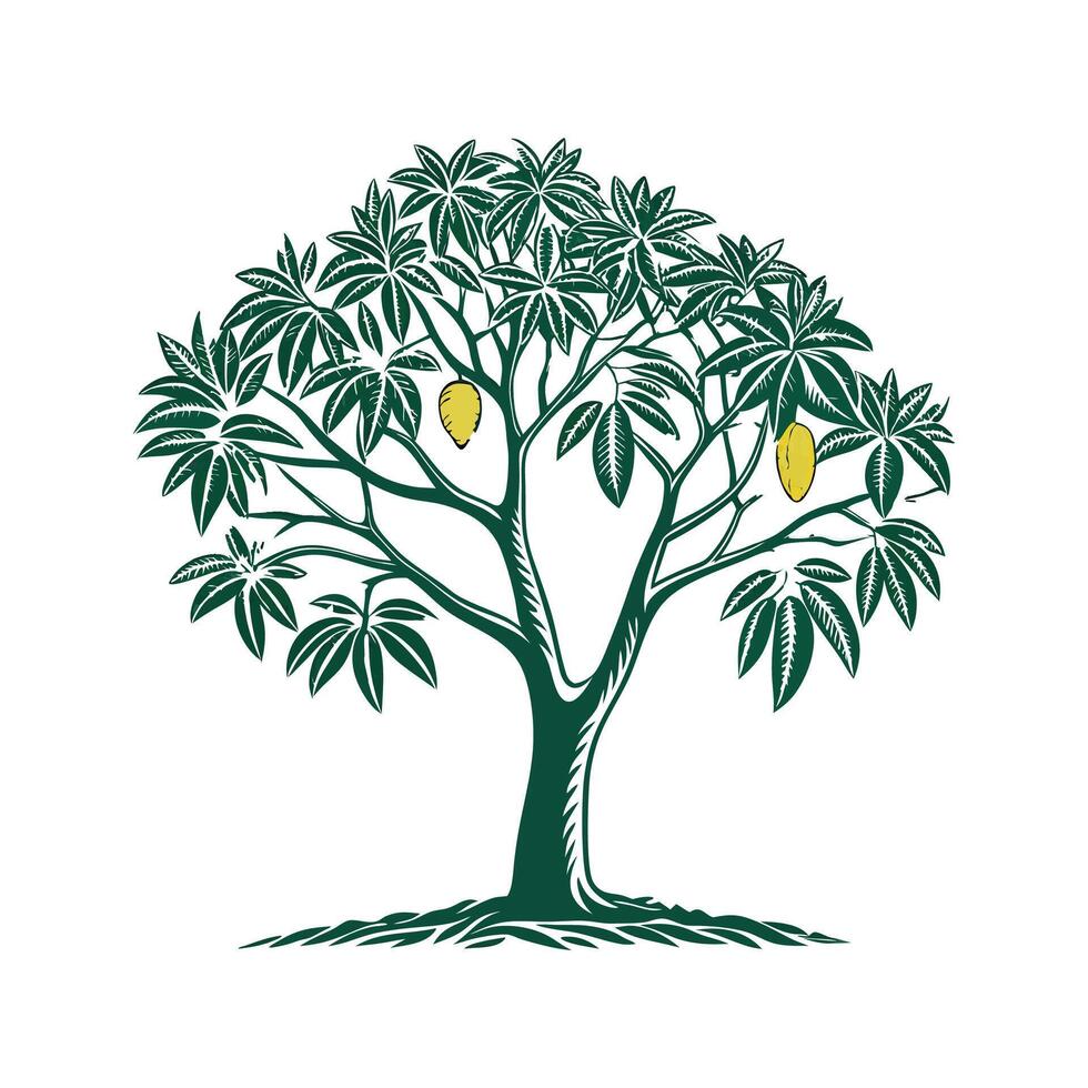 Stylish Mango Tree Bold Outline for Creative Art vector