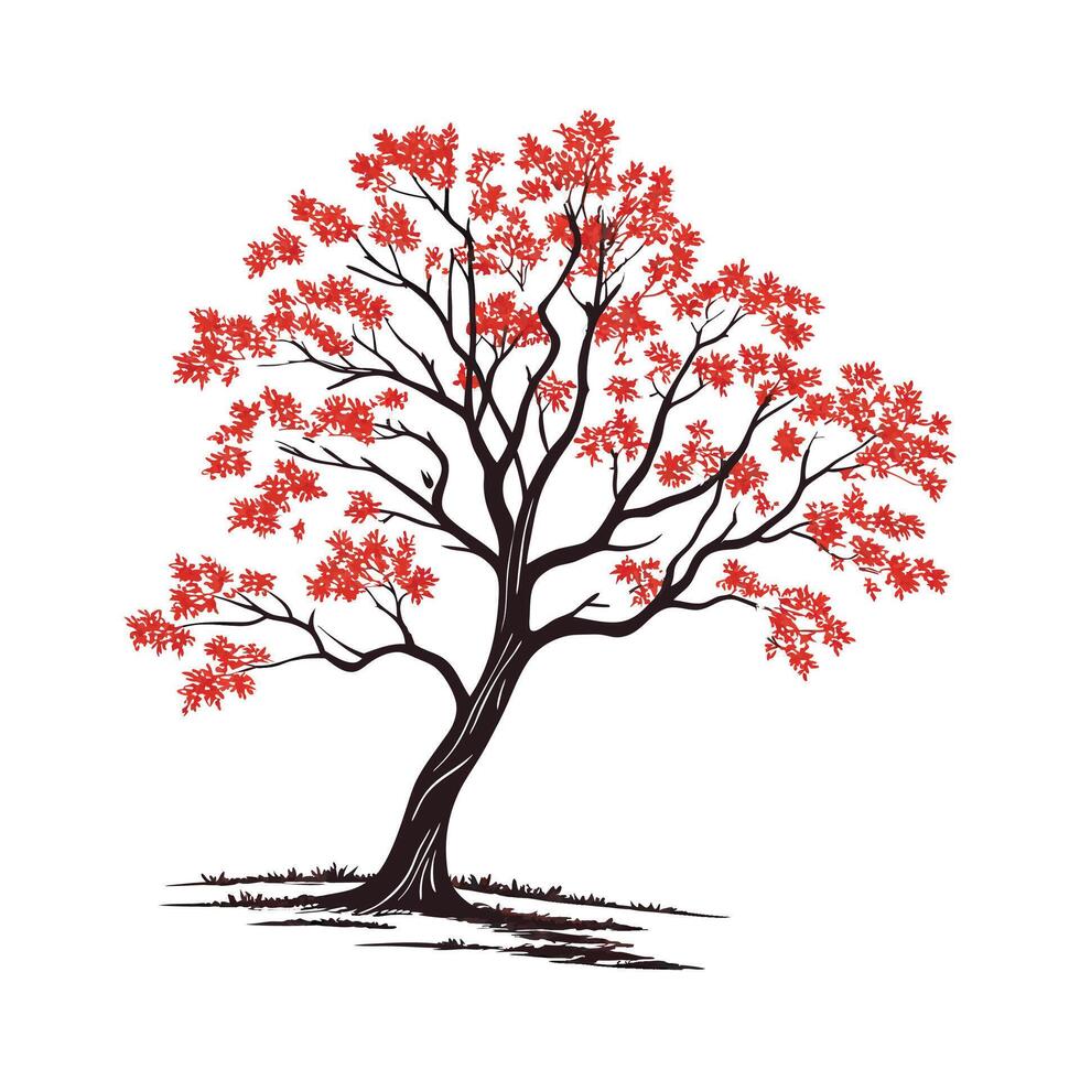 Stylish Maple Tree Bold Outline for Creative Art vector