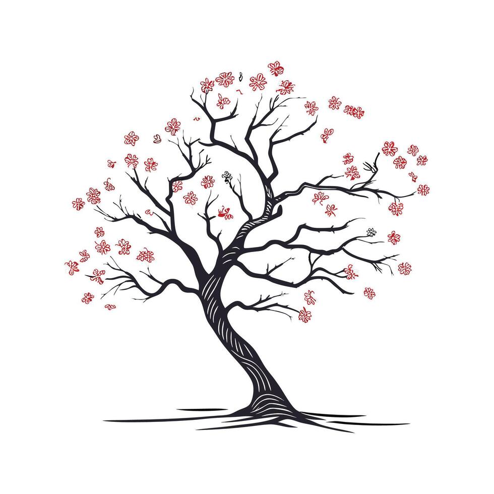 Persian Silk Tree Bold Outline for Unique Art vector