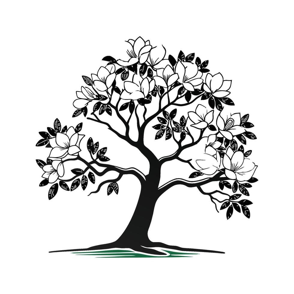 Queen Magnolia Tree Bold Outline for Unique Art vector
