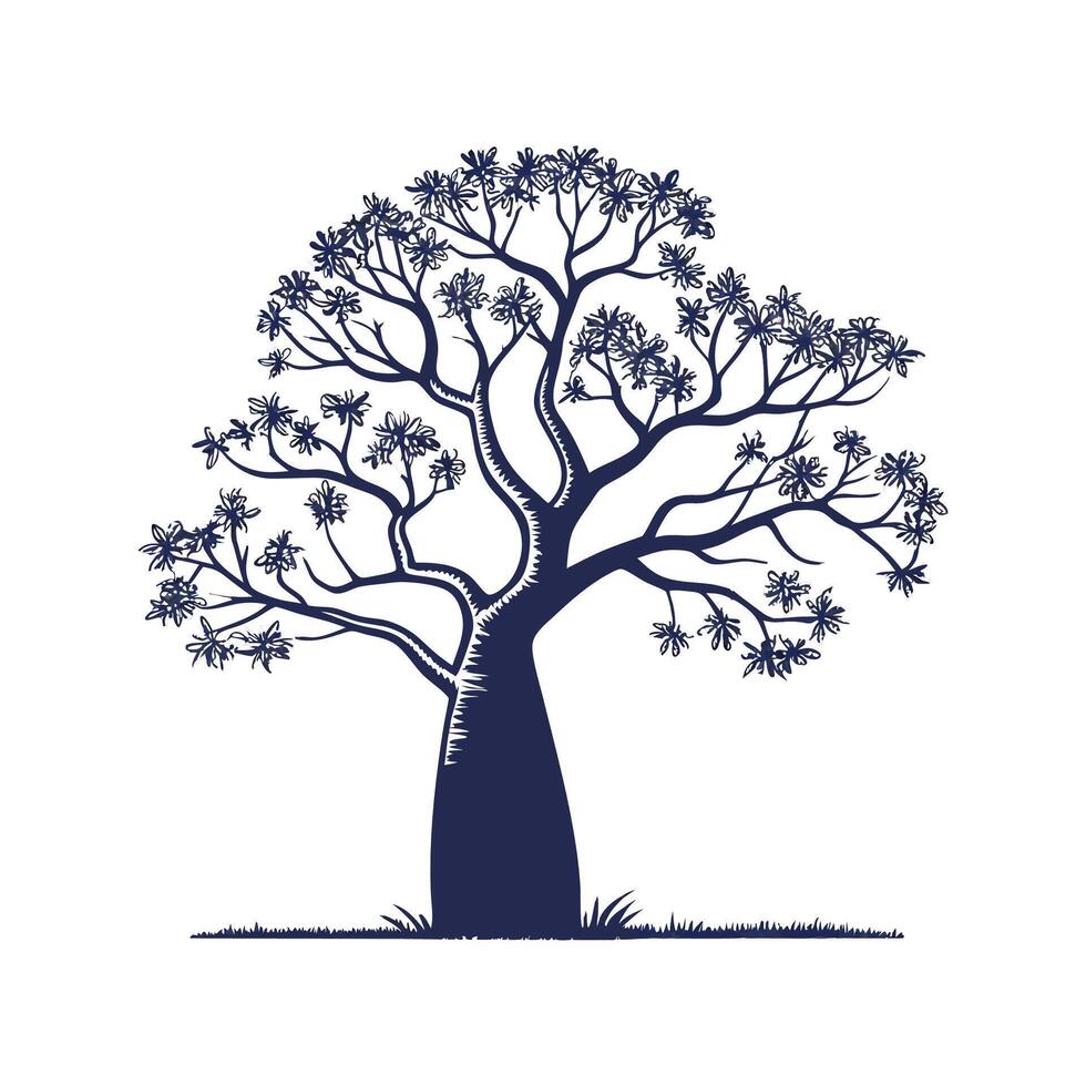 Queensland Bottle Tree Bold Outline for Unique Art vector
