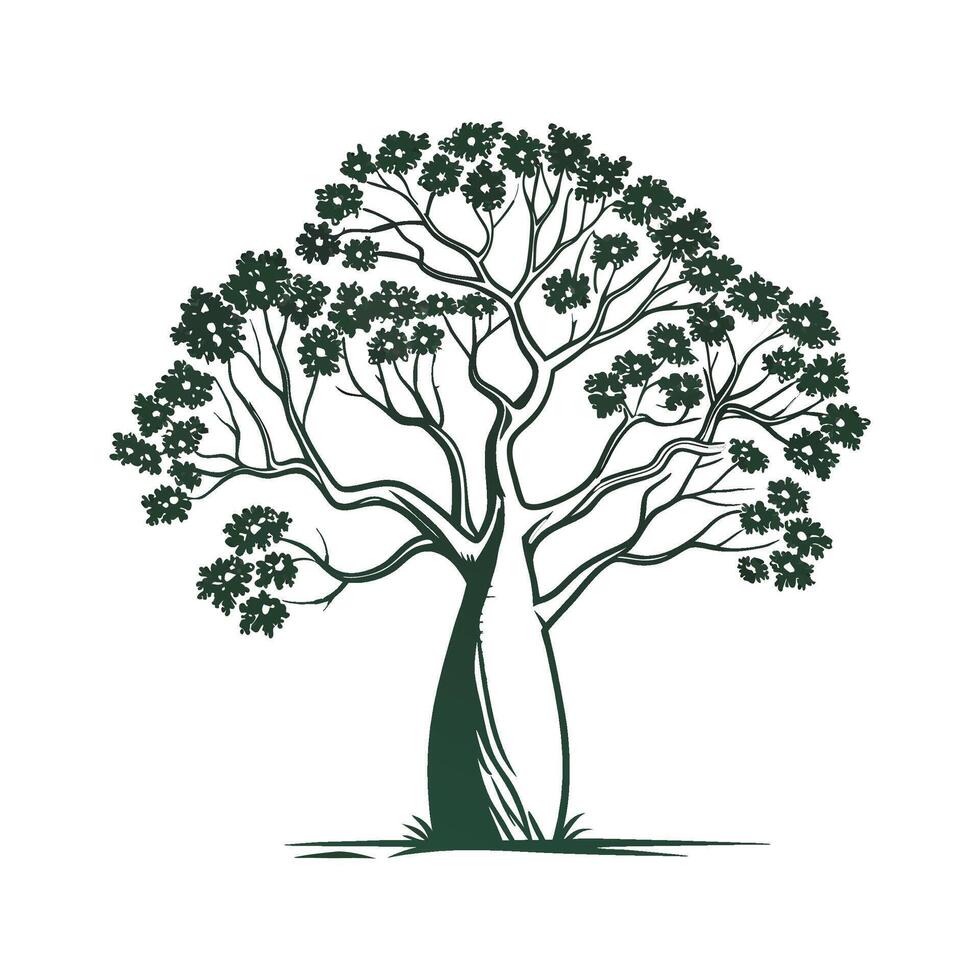 Stylish Queensland Bottle Tree Bold Outline Art vector
