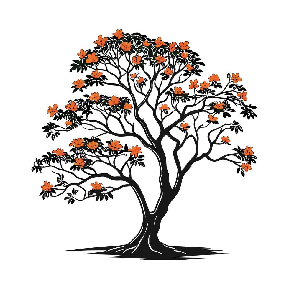 Charming African Tulip Tree Outline for Art vector
