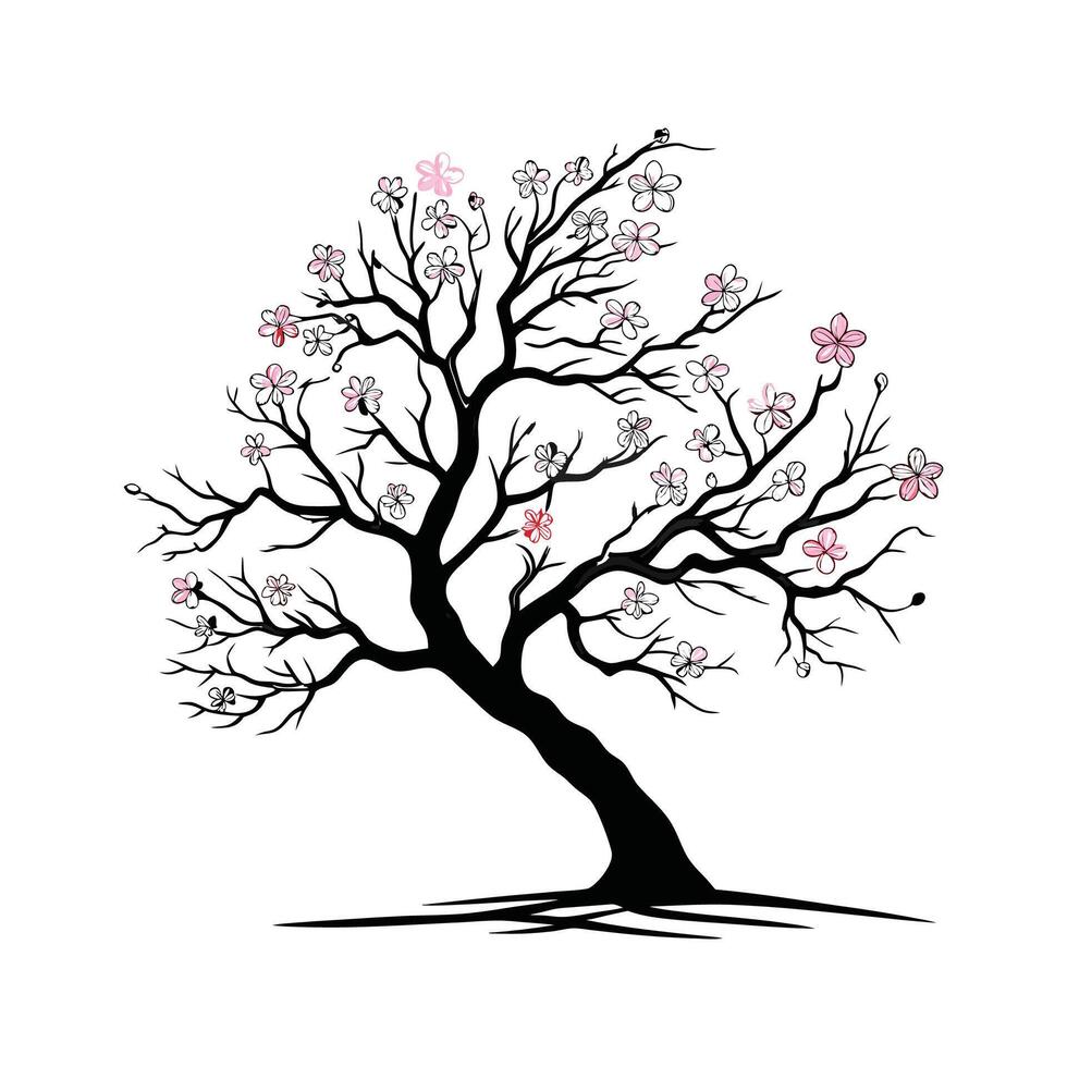 Charming Black Cherry Tree Outline for Art vector