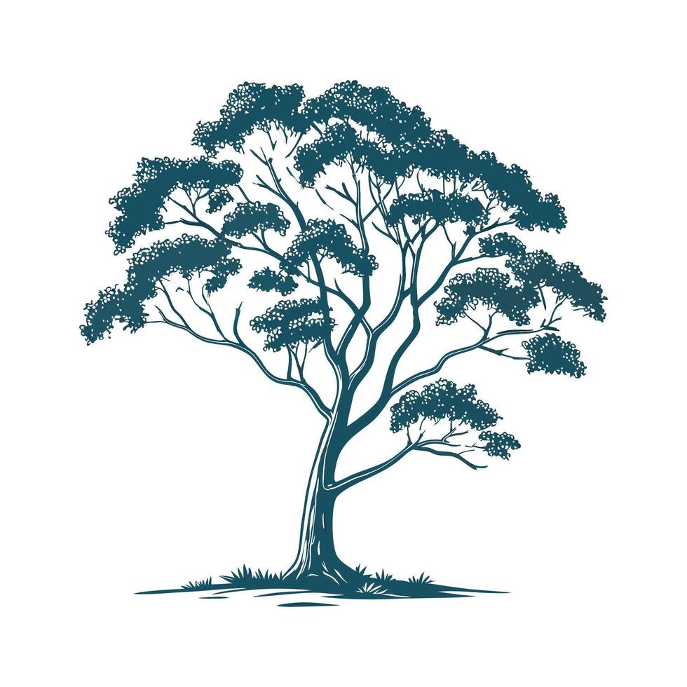 Stylish Blue Gum Eucalyptus Tree Bold Outline Art vector
