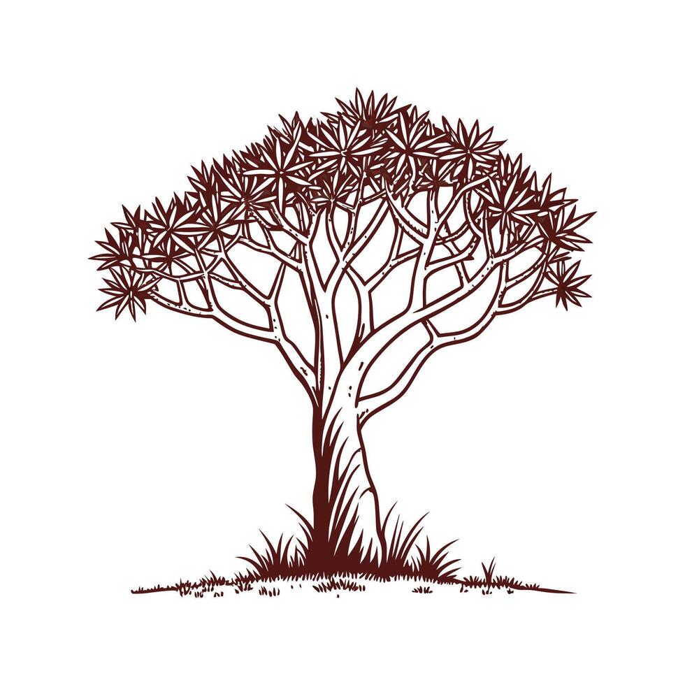 Stylish Devils Walking Stick Tree Bold Outline Art vector