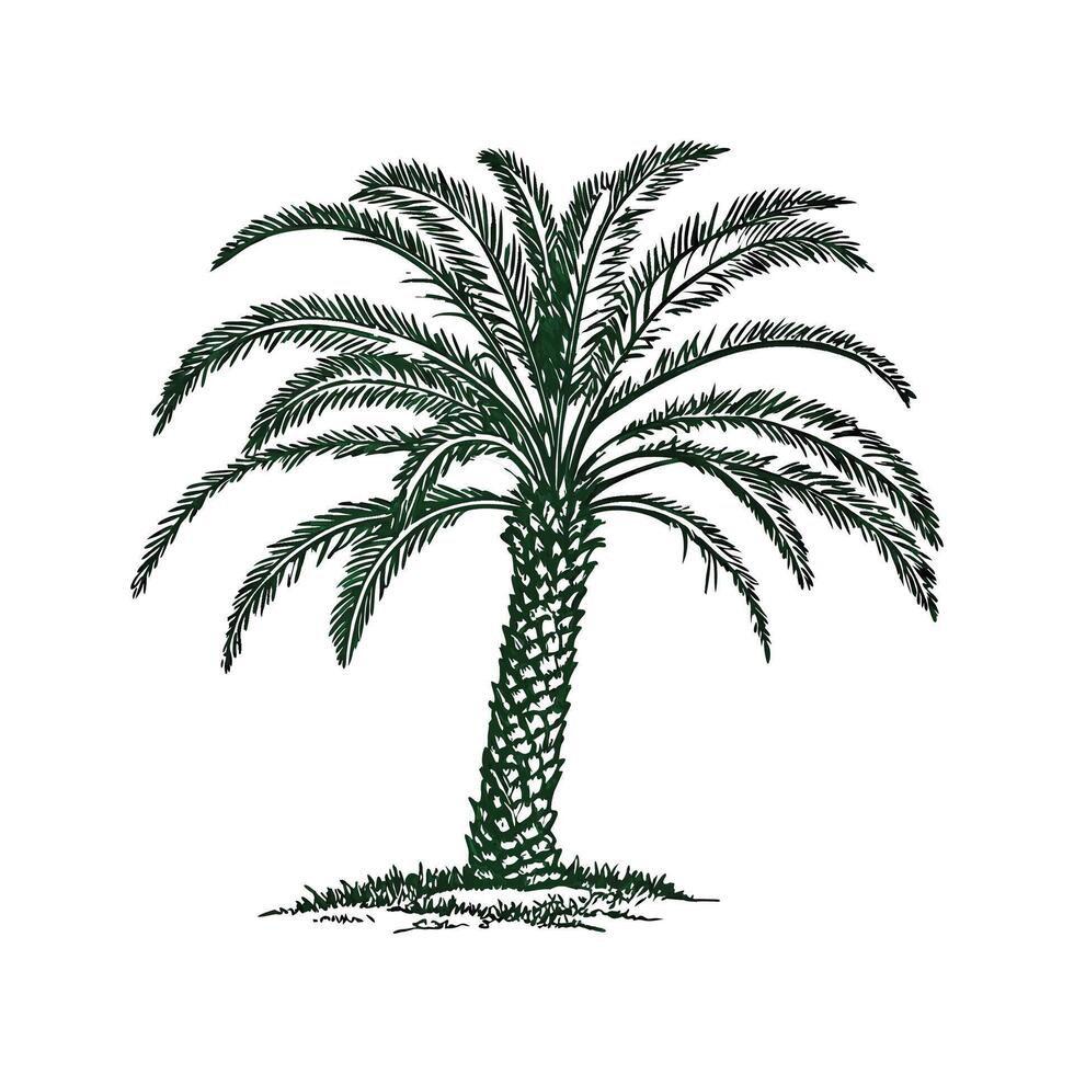 Stylish Dwarf Date Palm Tree Bold Outline Art vector
