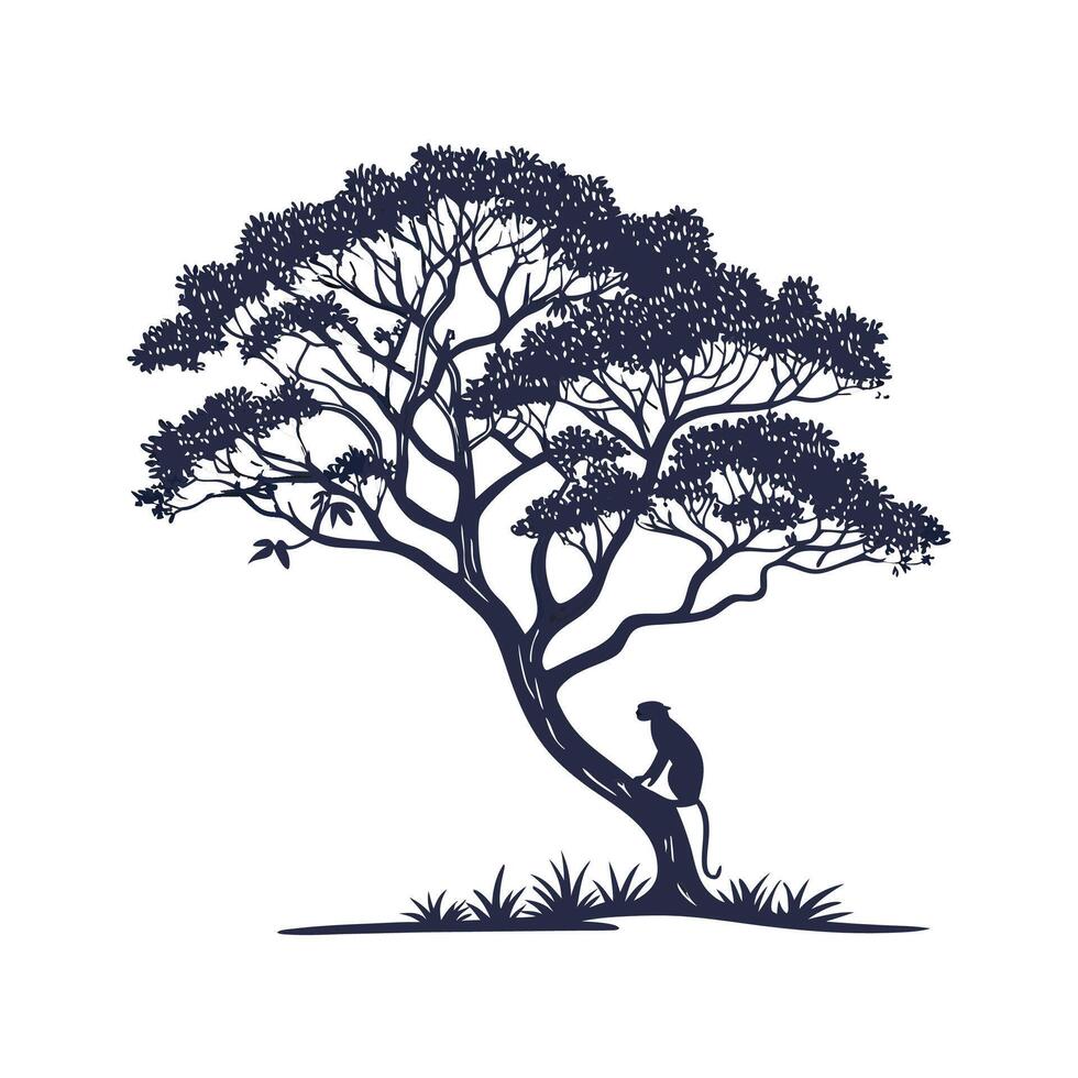 Realistic Monkey Ear Tree Bold Outline for Unique Art vector