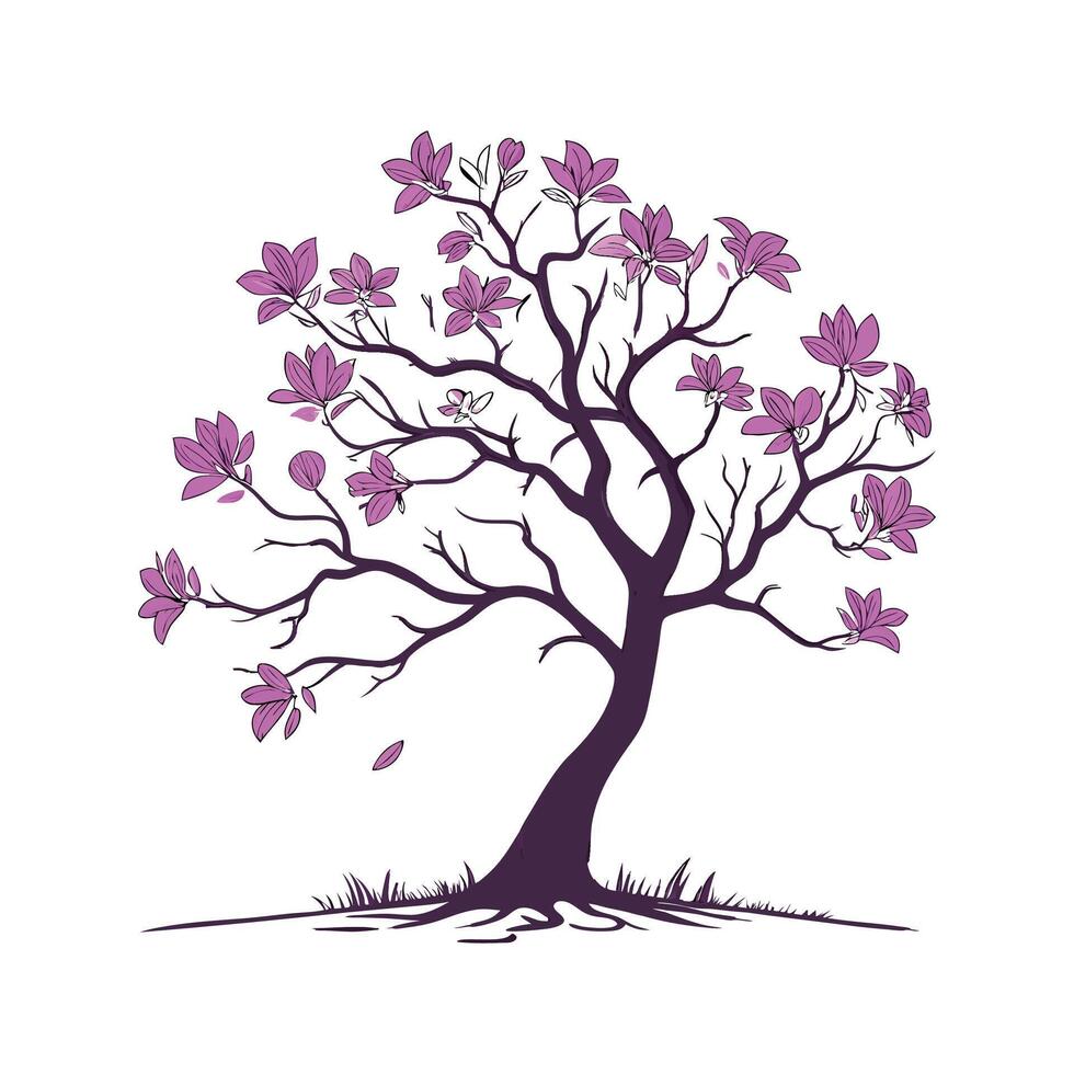 Charming Purple Orchid Tree Outline for Design vector