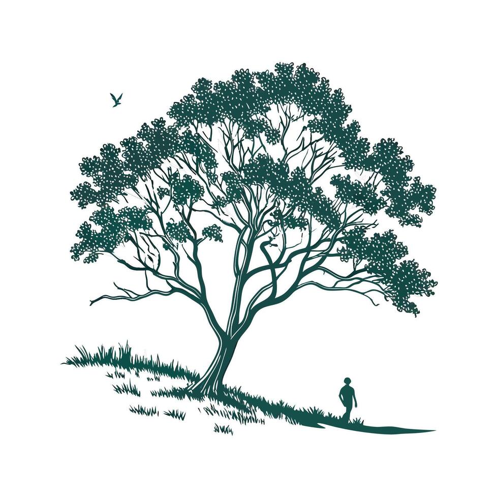 Bold Outline Whitebeam Tree Design vector