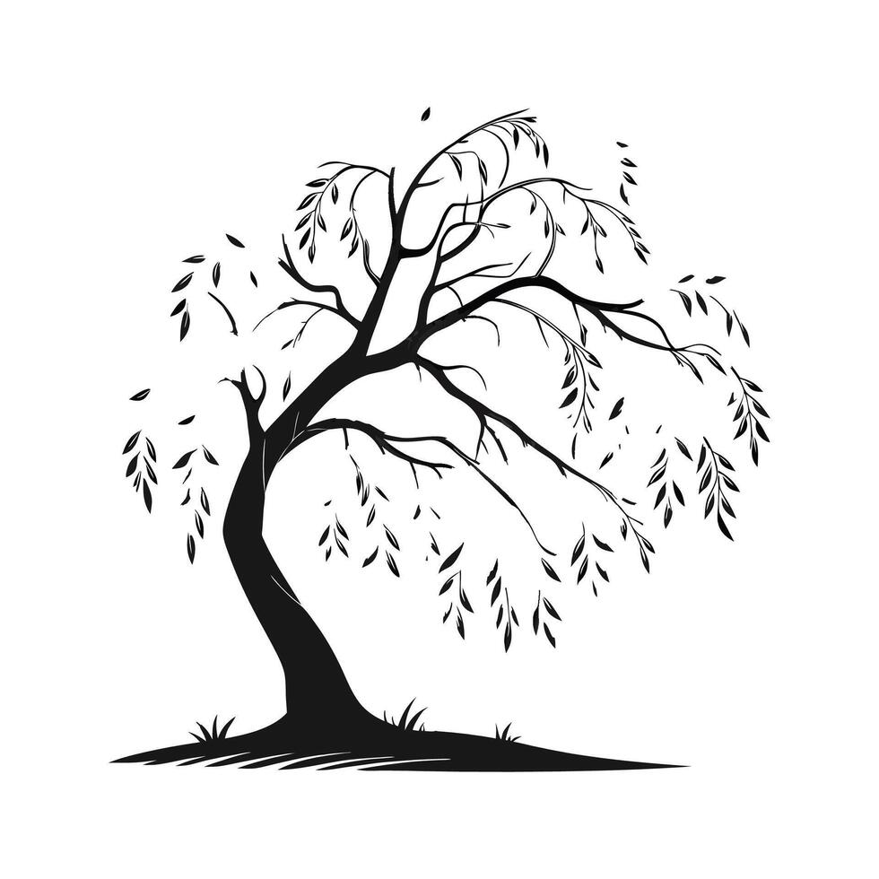 Willow Tree Bold Outline Design vector