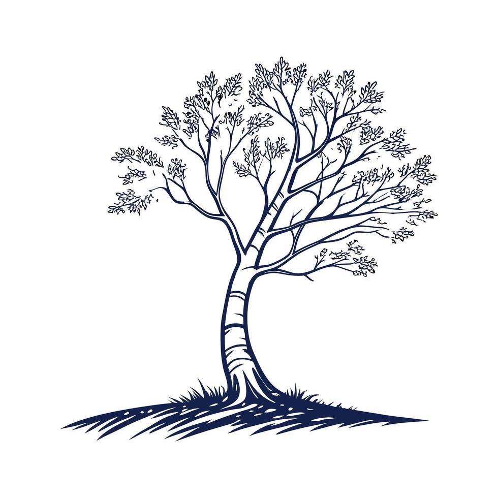 River Birch Tree Bold Outline Design vector