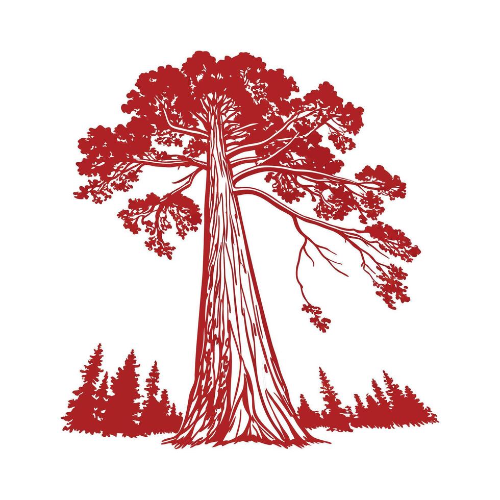 Redwood Tree Bold Outline Design vector