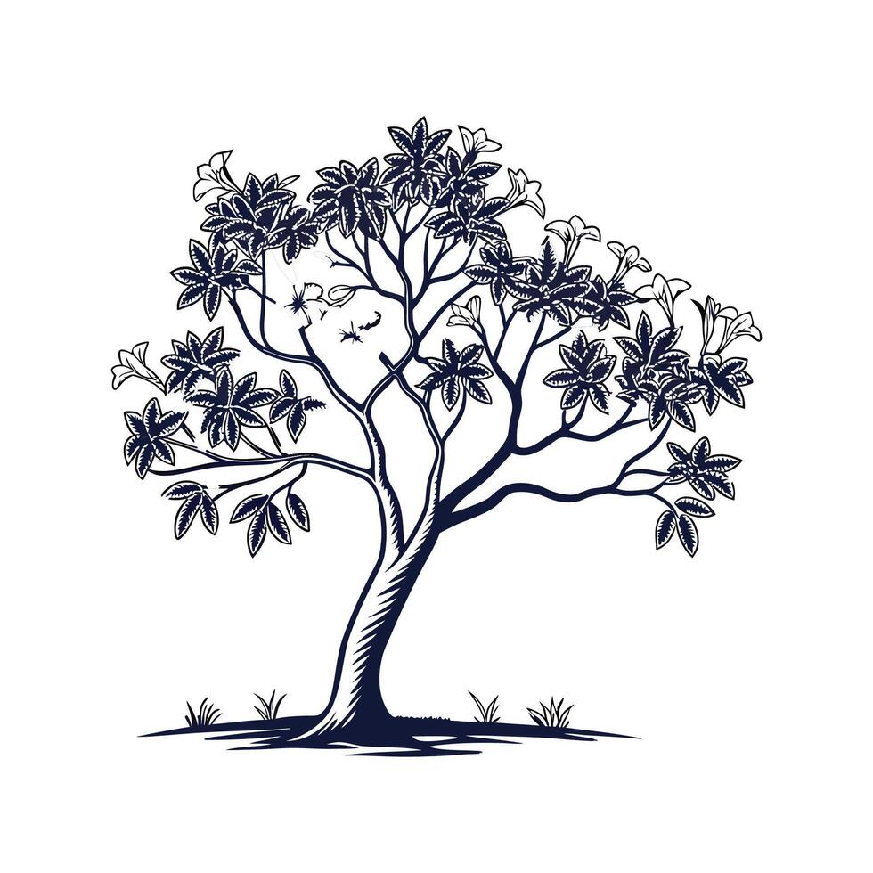 Silver Trumpet Tree Bold Outline Design vector