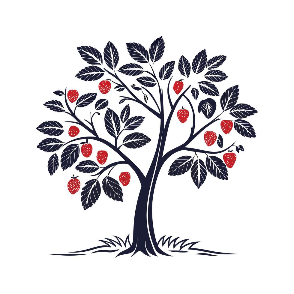 Strawberry Tree Bold Outline Design vector