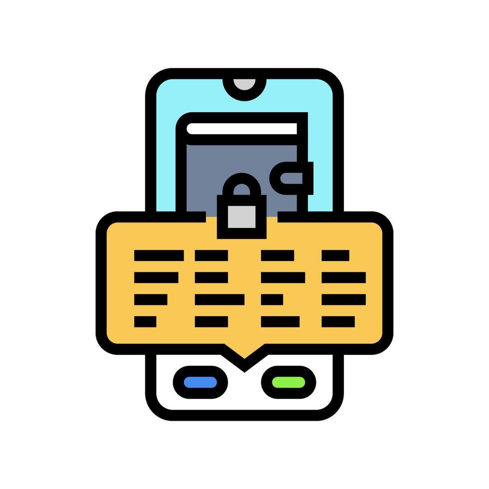 wallet seed phrase decentralized application color icon illustration vector