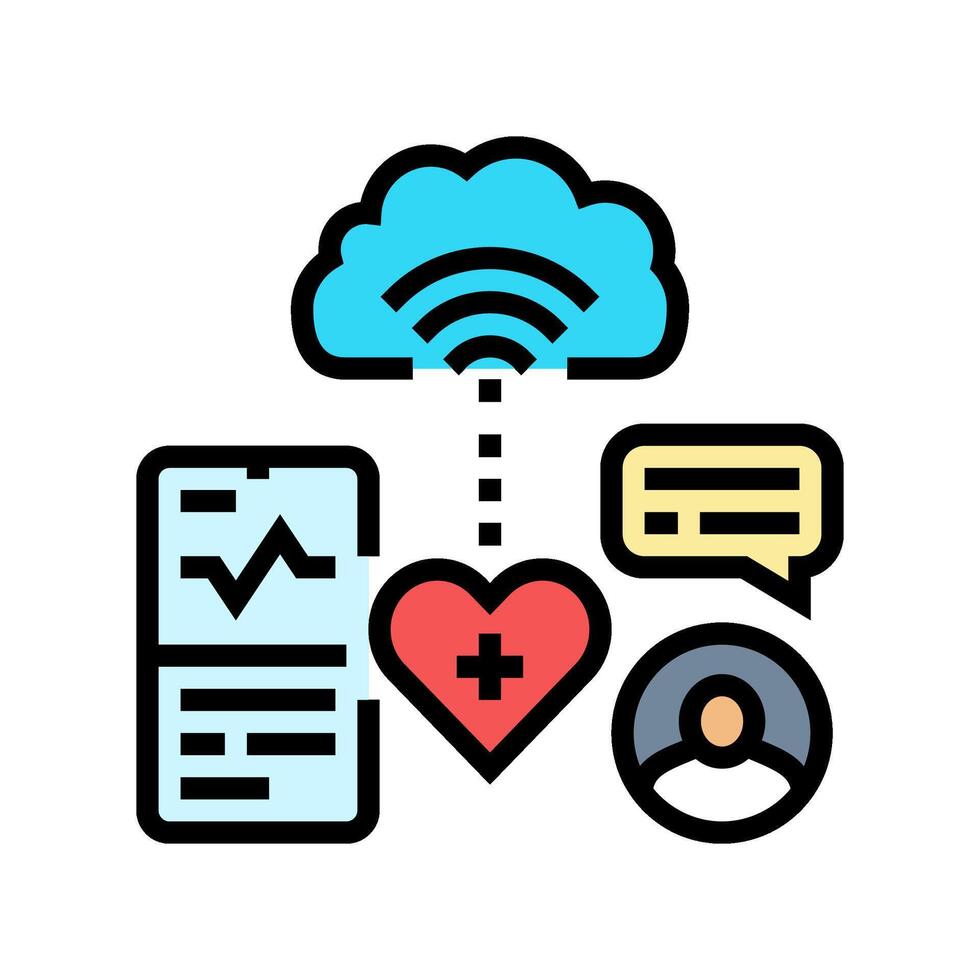 remote patient monitoring healthcare innovation color icon illustration vector