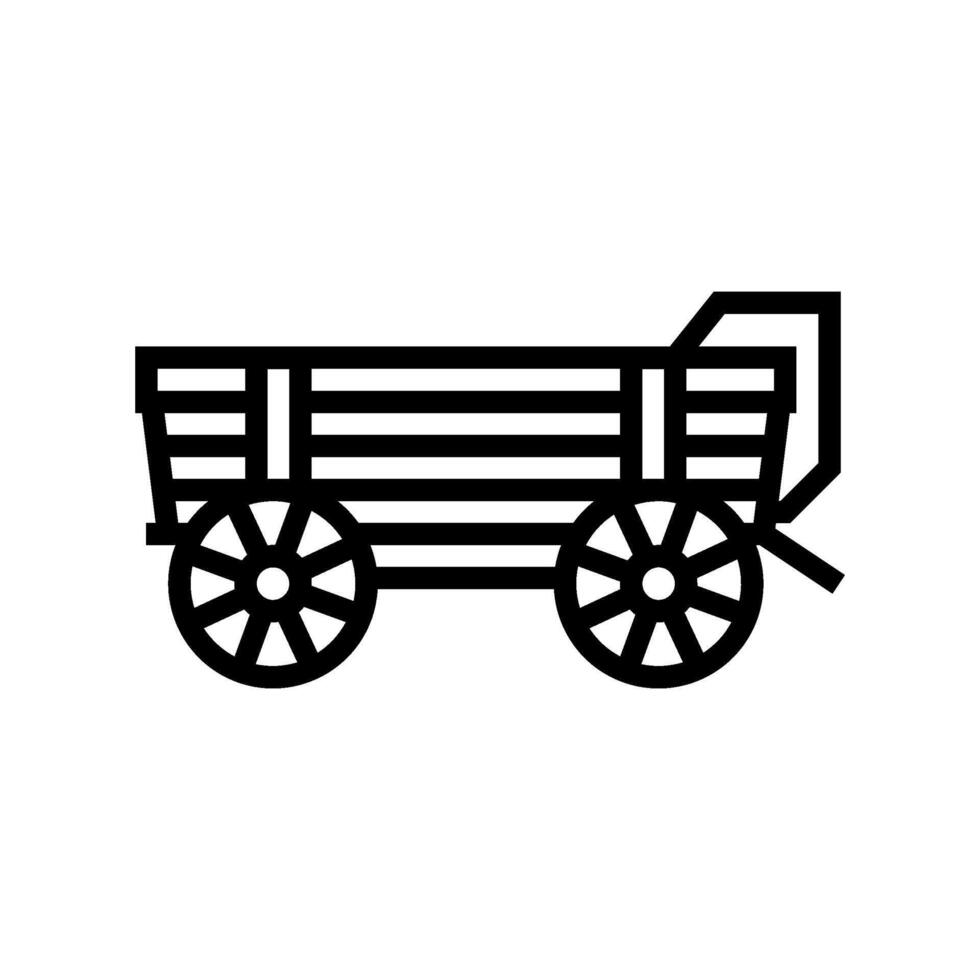 horse drawn cart industry line icon illustration vector