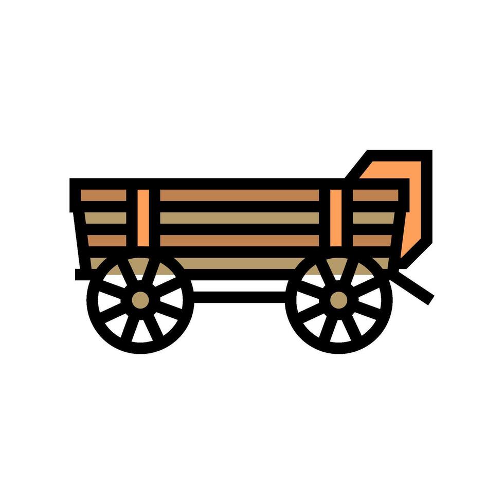 horse drawn cart industry color icon illustration vector