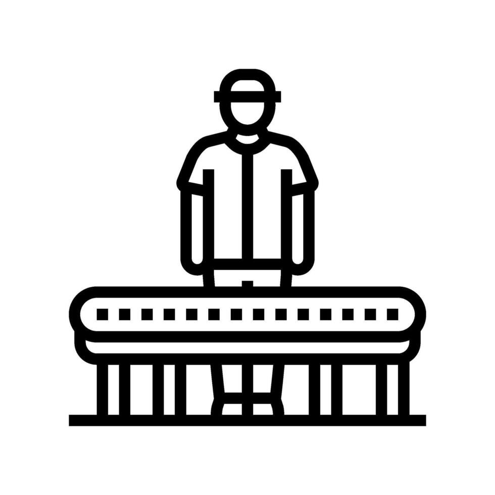assembly line worker industry line icon illustration vector