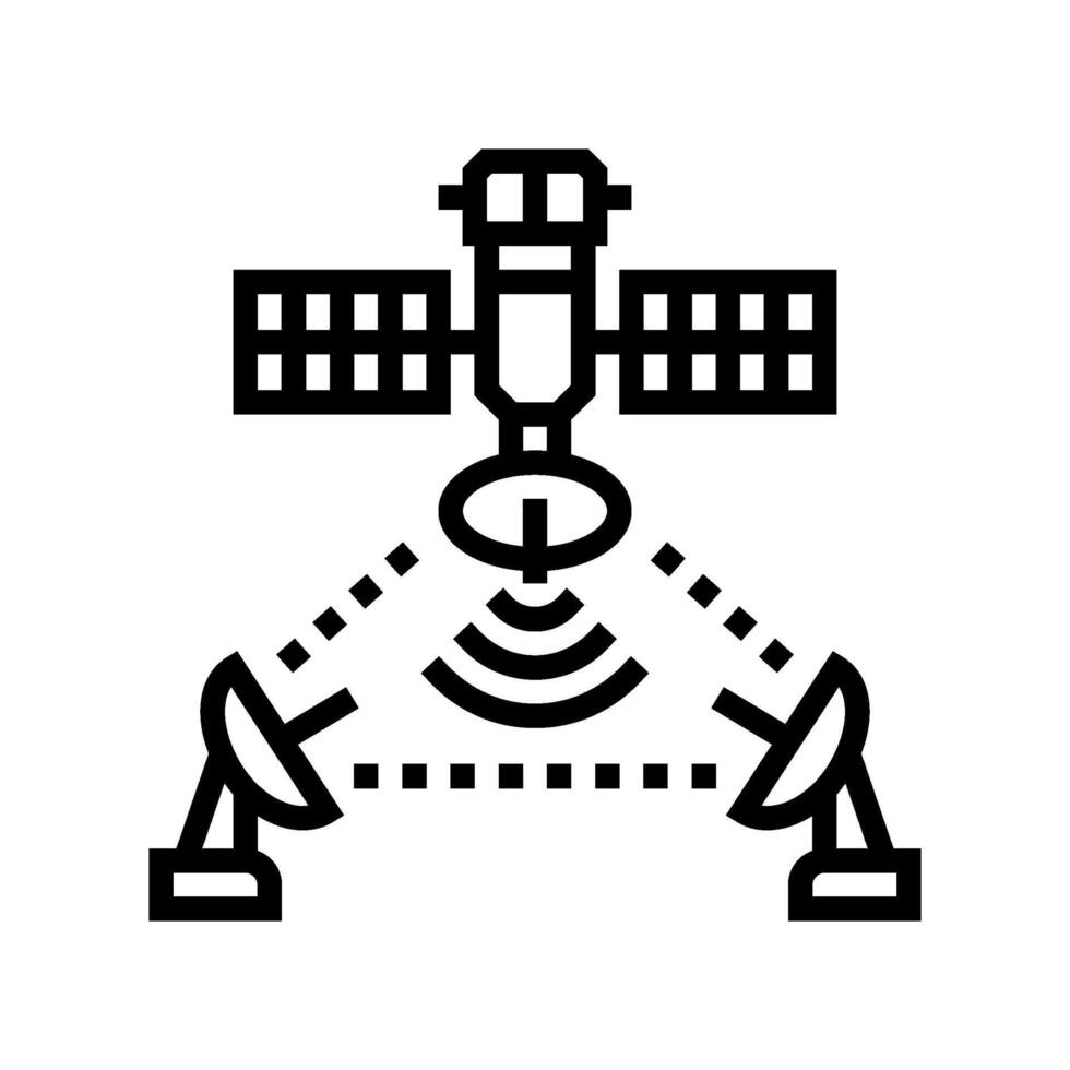 satellite communication industry line icon illustration vector