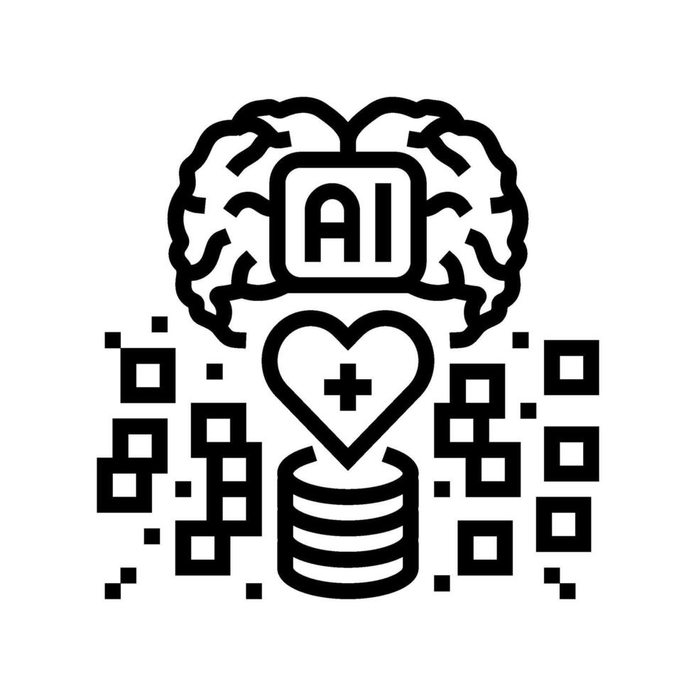 artificial intelligence with medical data line icon illustration vector