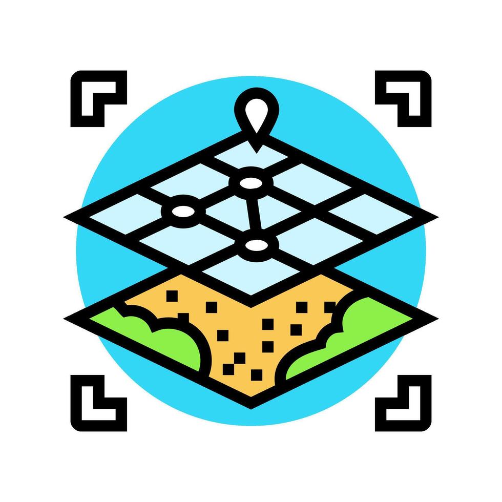 digital map overlay augmented reality color icon illustration vector