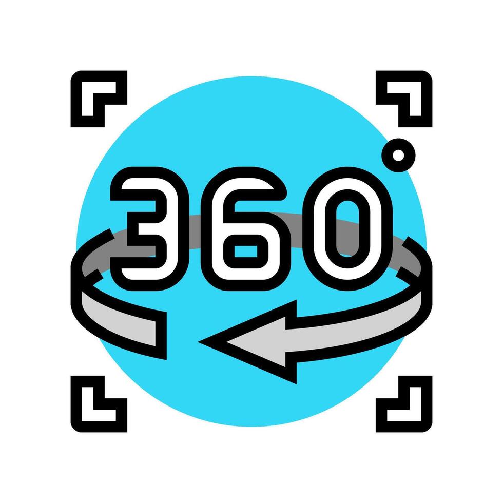 360 degree arrow augmented reality color icon illustration vector