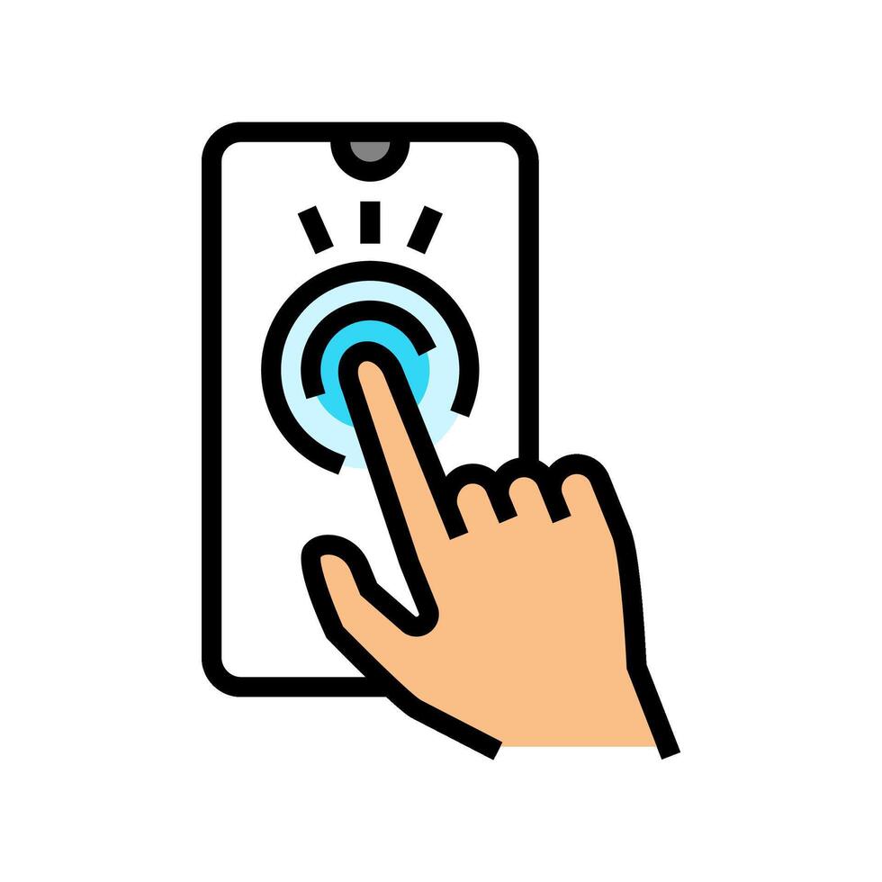 touchscreen hand interaction augmented reality color icon illustration vector