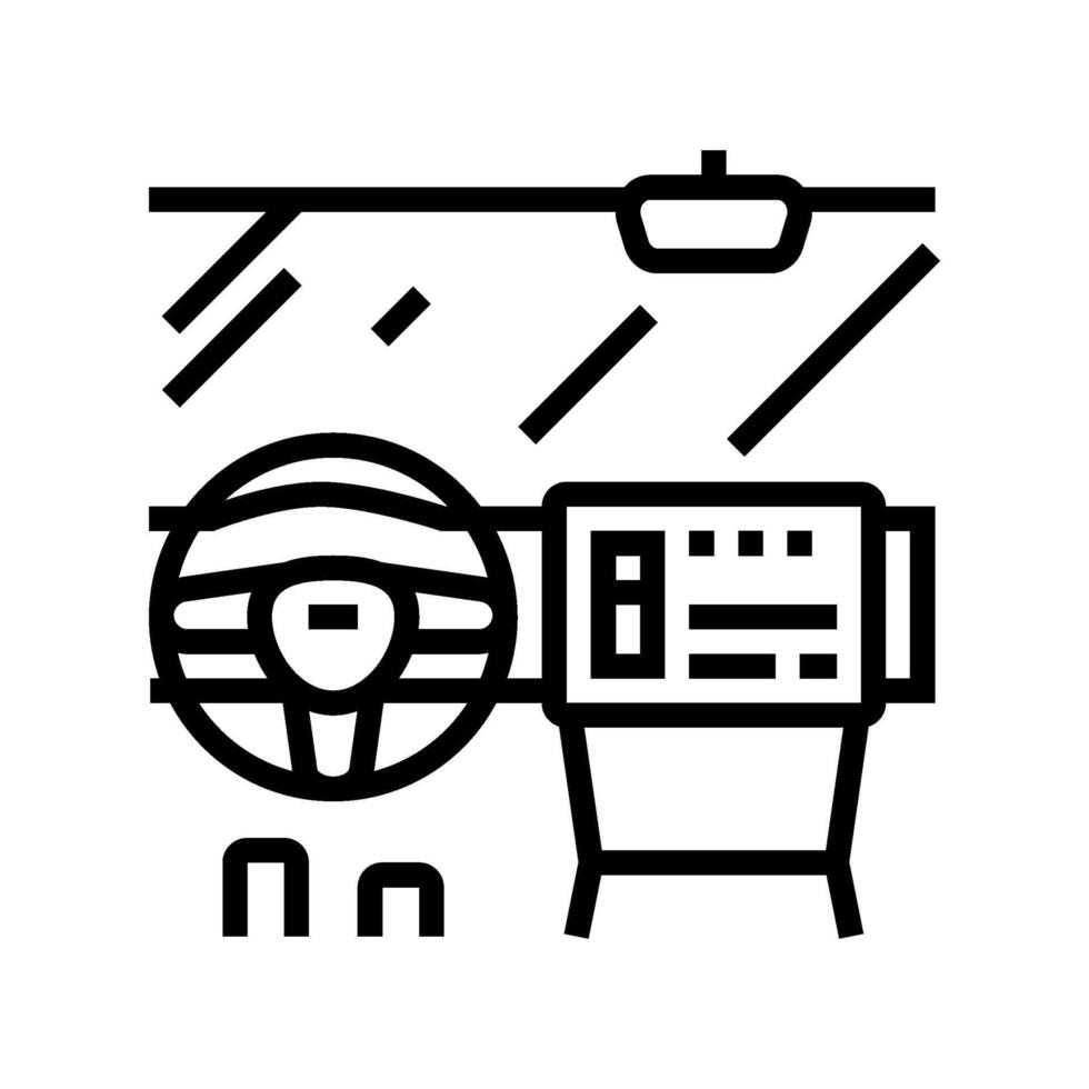 car with screen display auto tainment line icon illustration vector