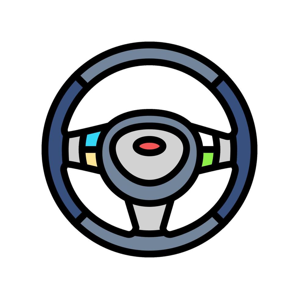 steering wheel with multimedia controls color icon illustration vector