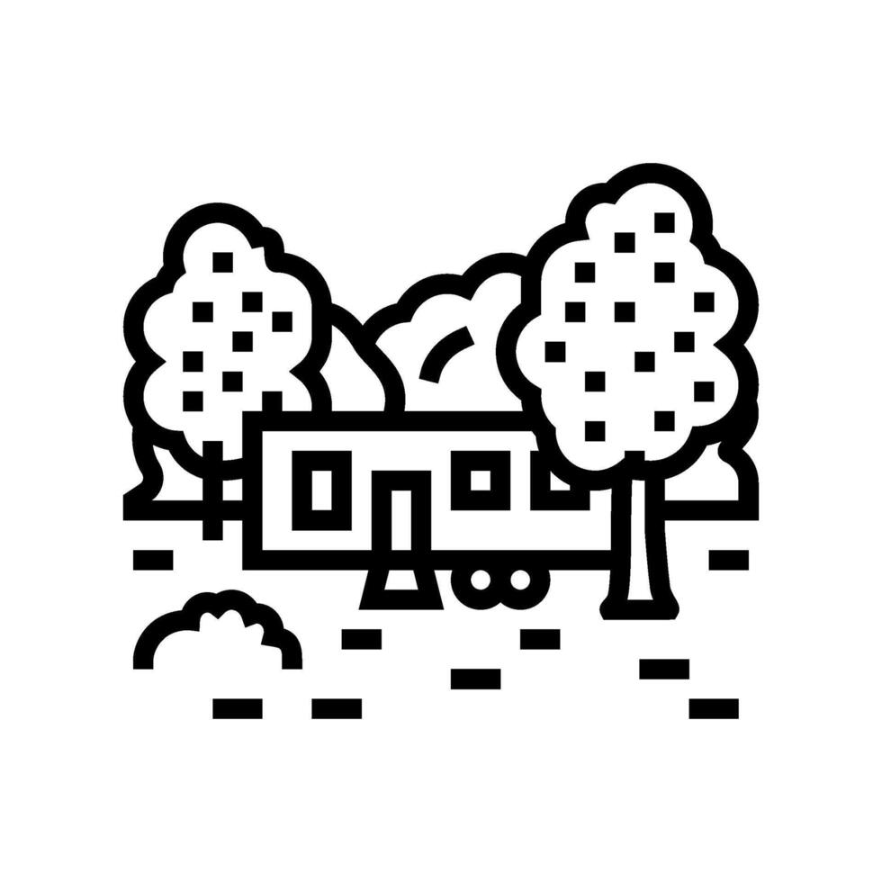 rustic forest mobile home line icon illustration vector