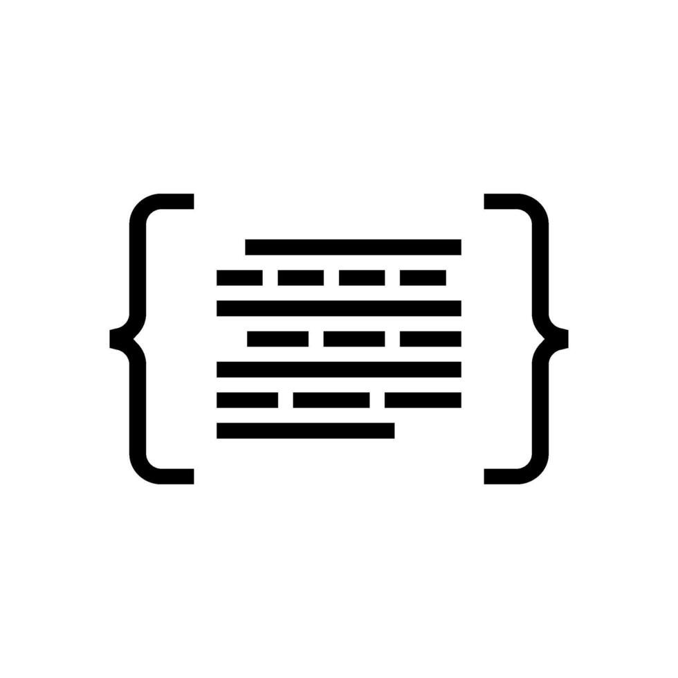 code brackets with letters nlp glyph icon illustration vector