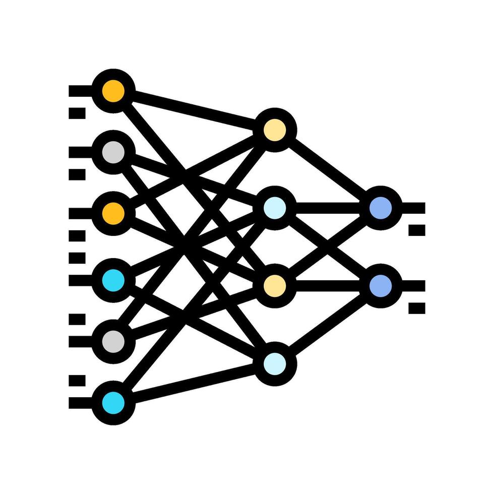 neural network diagram nlp color icon illustration vector
