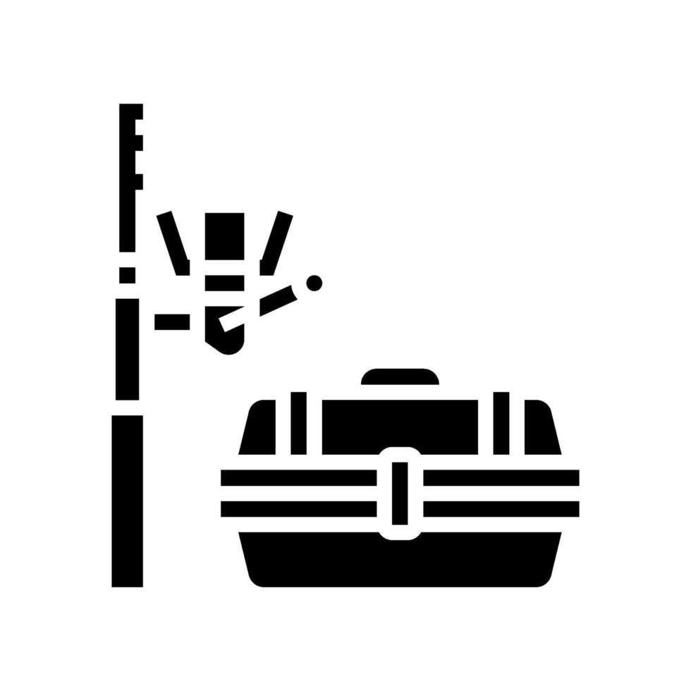 fishing rod and tackle box redneck glyph icon illustration vector