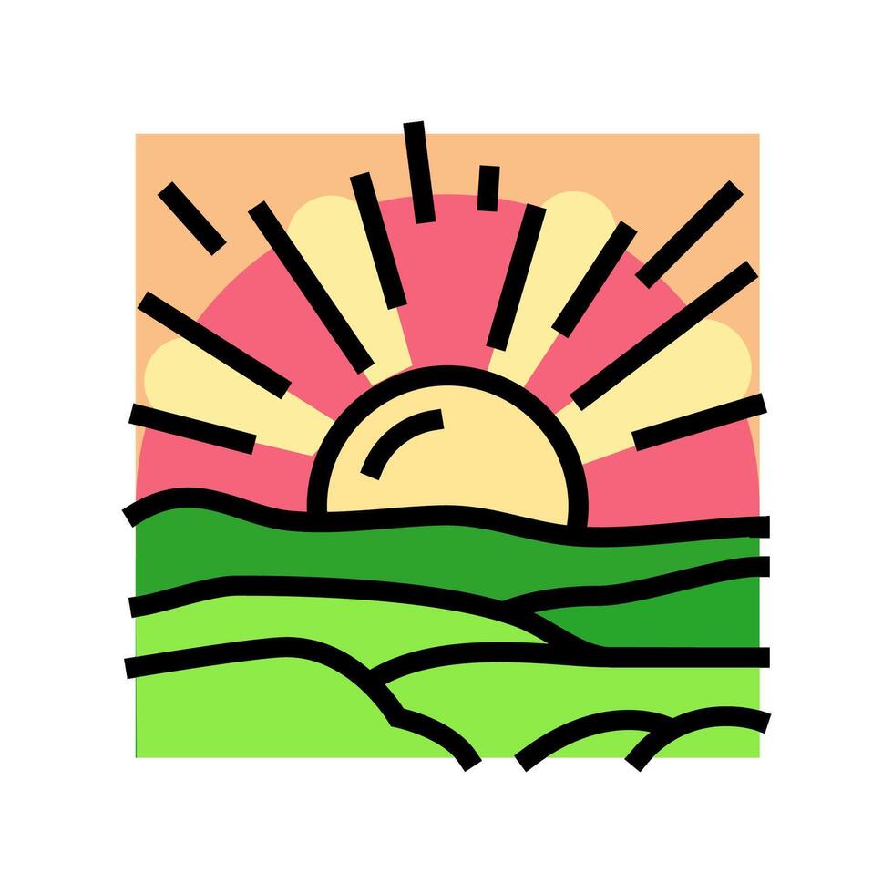 sun rising slow living color icon illustration vector