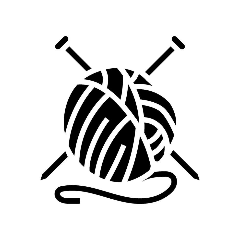 knitting needles slow living glyph icon illustration vector